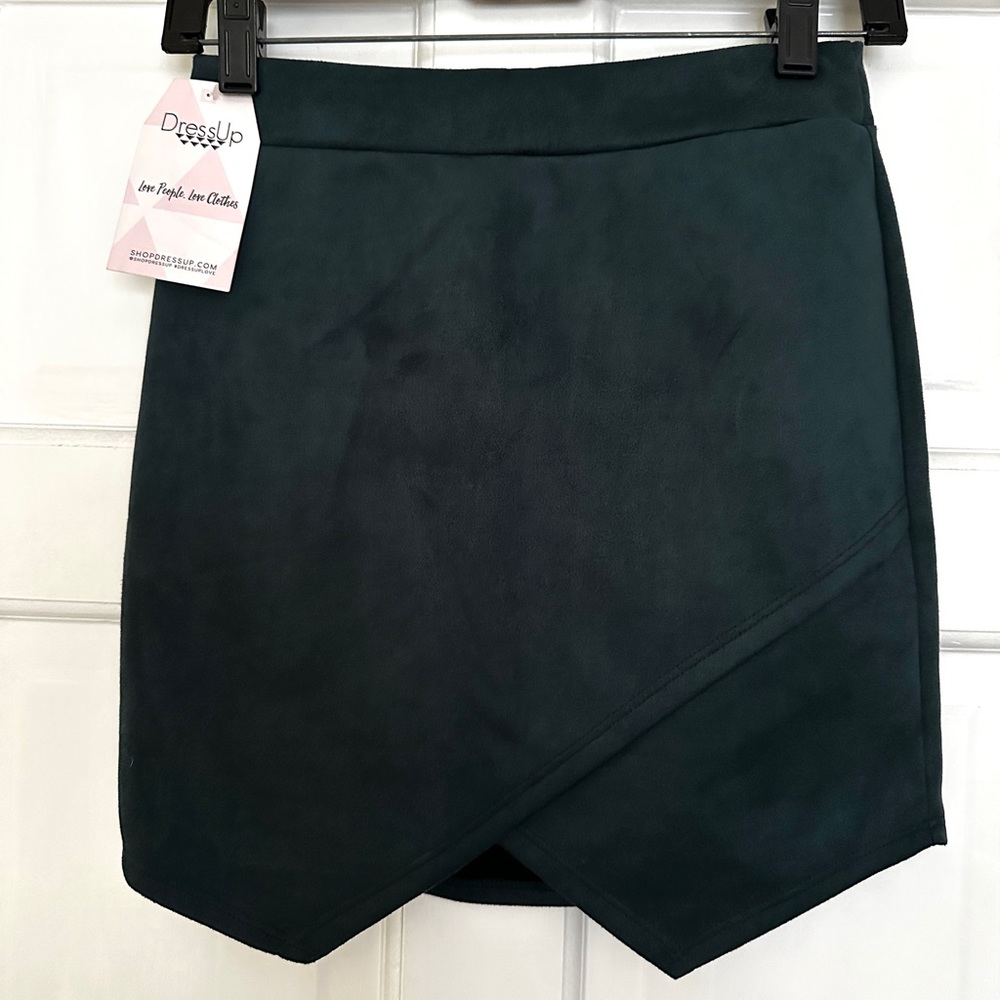 Newbury Kustom Hunter Green Suede Skirt NWT
